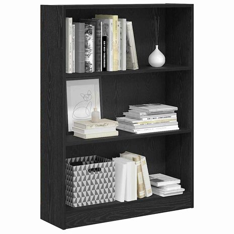 Boekenkast Zwart eiken 80 x 24 x 109 cm Bewerkt hout 3