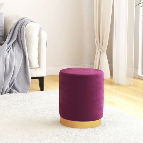 Hocker met opbergruimte rond fluweel 31 x 37 cm paars 1