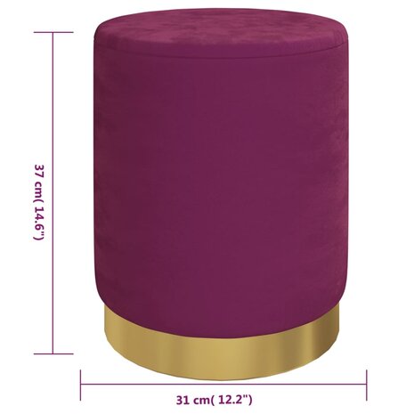 Hocker met opbergruimte rond fluweel 31 x 37 cm paars 6