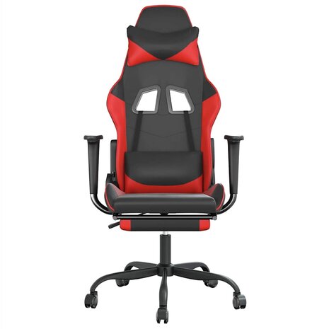 Massage gamestoel met voetensteun kunstleer zwart en rood 4