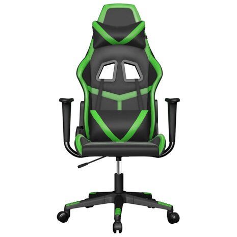 Massage gamestoel kunstleer zwart en groen 3