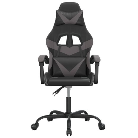 Gamestoel draaibaar kunstleer zwart en grijs 3