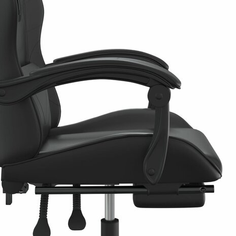 gamestoel draaibaar met voetensteun kunstleer zwart 8