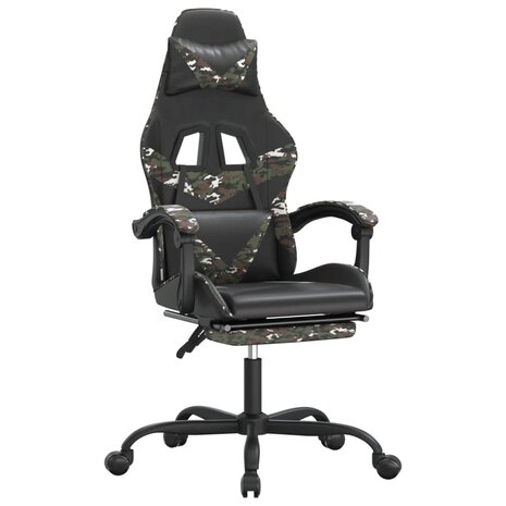 gamestoel draaibaar met voetensteun kunstleer zwart&camouflage 2