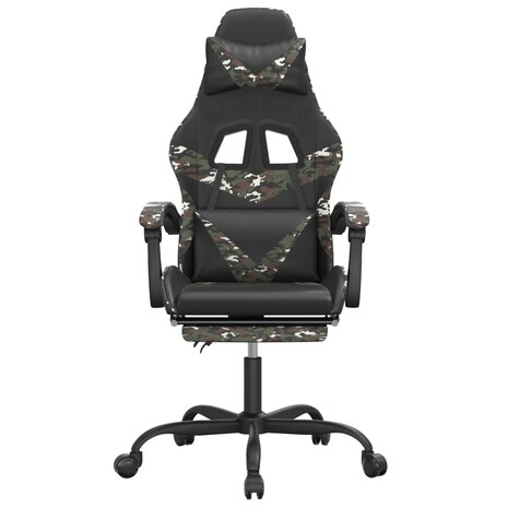 gamestoel draaibaar met voetensteun kunstleer zwart&camouflage 3