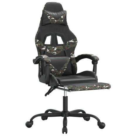 gamestoel draaibaar met voetensteun kunstleer zwart&camouflage 6