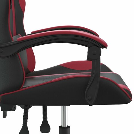 Gamestoel draaibaar kunstleer zwart en wijnrood 7