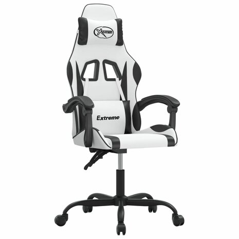 Gamestoel draaibaar kunstleer wit en zwart 2