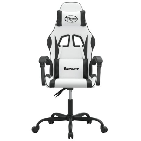 Gamestoel draaibaar kunstleer wit en zwart 3