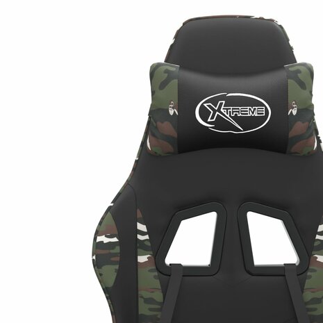 Gamestoel draaibaar kunstleer zwart en camouflage 9