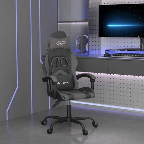 Gamestoel draaibaar kunstleer zwart en grijs 1