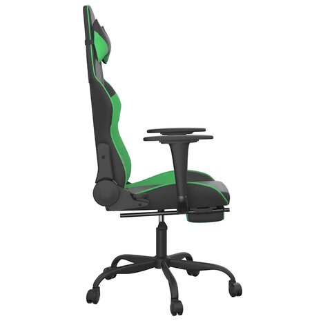 Massage gamestoel met voetensteun kunstleer zwart en groen 5