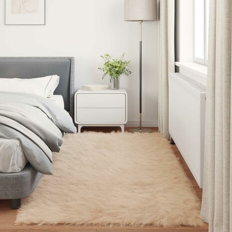 Nep Schapenvacht Tapijt Tafalla Beige 80 x 200 cm Polyester 4