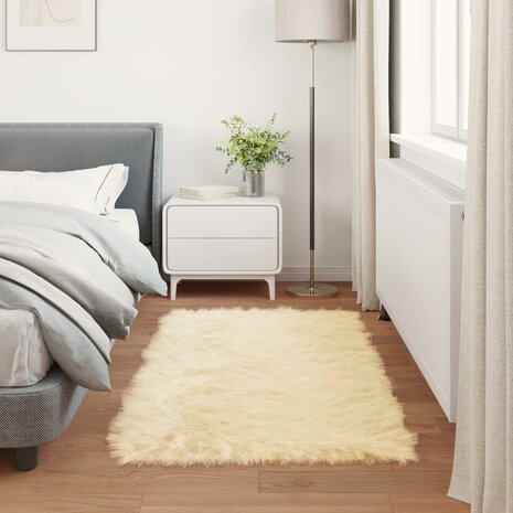 Nep Schapenvacht Tapijt Tafalla Cr&egrave;me 80 x 150 cm Polyester 4