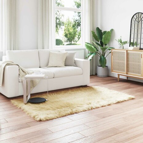 Nep Schapenvacht Tapijt Tafalla Cr&egrave;me 140 x 200 cm Polyester 1