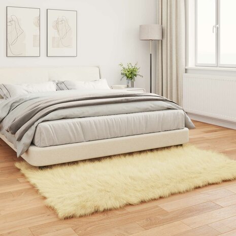 Nep Schapenvacht Tapijt Tafalla Cr&egrave;me 140 x 200 cm Polyester 4