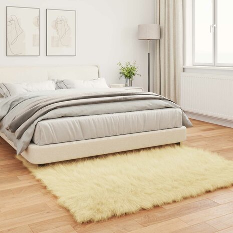 Nep Schapenvacht Tapijt Tafalla Cr&egrave;me 120 x 120 cm Polyester 4