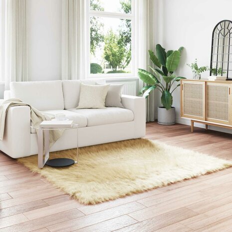 Nep Schapenvacht Tapijt Tafalla Cr&egrave;me 160 x 160 cm Polyester 1