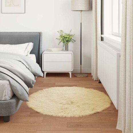 Nep Schapenvacht Tapijt Tafalla Cr&egrave;me &Oslash; 120 cm Polyester 4