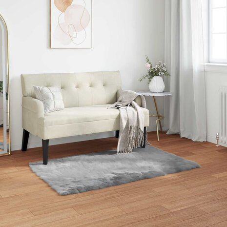 Nep Schapenvacht Tapijt Tafalla Grijs 80 x 150 cm Polyester 1