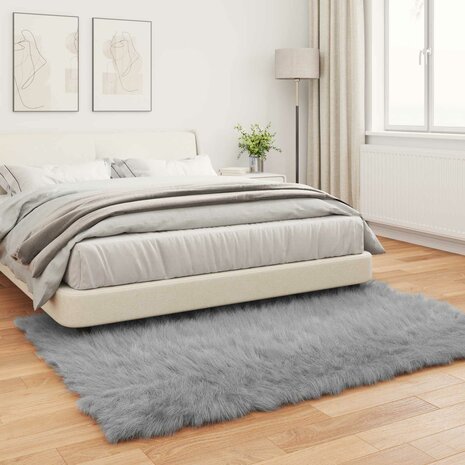 Nep Schapenvacht Tapijt Tafalla Grijs 140 x 200 cm Polyester 4