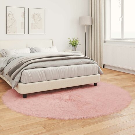 Nep Schapenvacht Tapijt Tafalla Roze &Oslash; 160 cm Polyester 4
