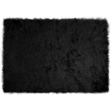 Nep Schapenvacht Tapijt Tafalla Zwart 140 x 200 cm Polyester 2