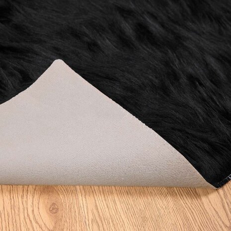 Nep Schapenvacht Tapijt Tafalla Zwart 160 x 160 cm Polyester 7
