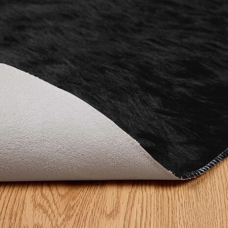 Nep Schapenvacht Tapijt Tafalla Zwart &Oslash; 160 cm Polyester 7