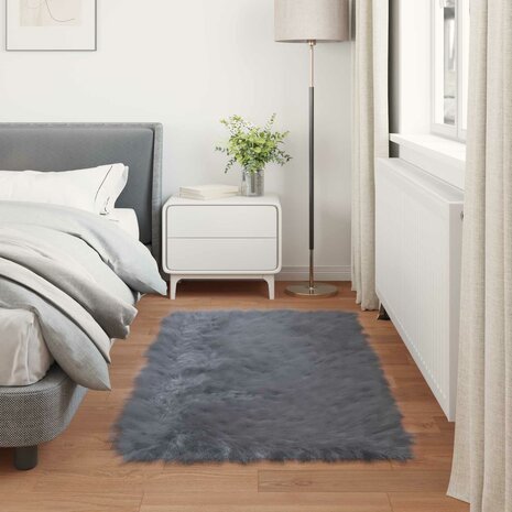 Nep Schapenvacht Tapijt Tafalla Antraciet 80 x 150 cm Polyester 4