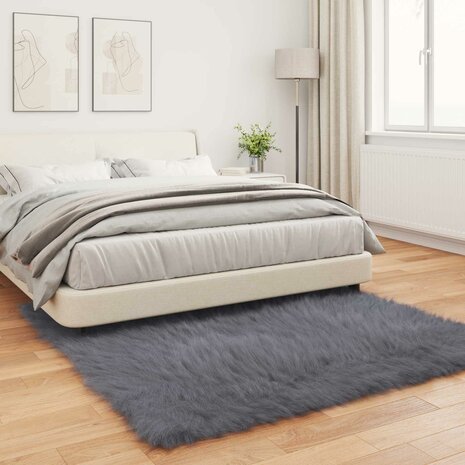 Nep Schapenvacht Tapijt Tafalla Antraciet 160 x 160 cm 4
