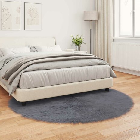 Nep Schapenvacht Tapijt Tafalla Antraciet &Oslash; 160 cm Polyester 4