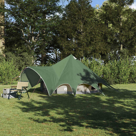 Teepee Tent met dak Groen en Grijs 600 x 600 x 347 cm 1