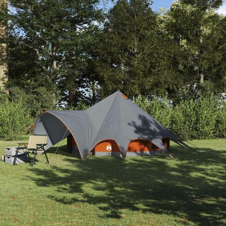 Teepee Tent met dak Grijs en Oranje 600 x 600 x 347 cm 1