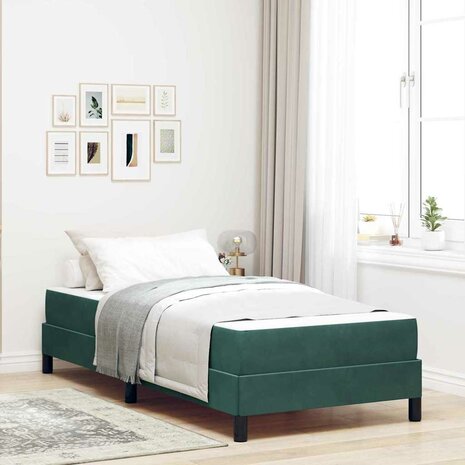 Boxspringbed met matras Donkergroen 80 x 220 cm Stof 1