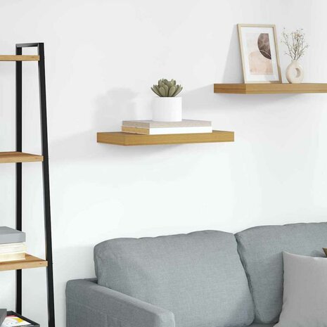 Wandplank Wandgemonteerd Beige 50 x 23 x 4 cm Bewerkt hout 1