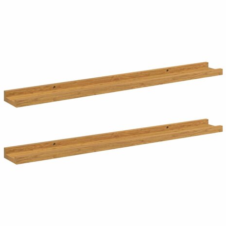 Wandplank met plank 2 pcs Beige 80 x 9 x 3 cm Bewerkt hout 2