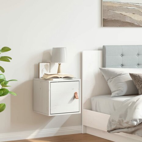 Wandkast 31,5x30x30 cm massief grenenhout wit 1