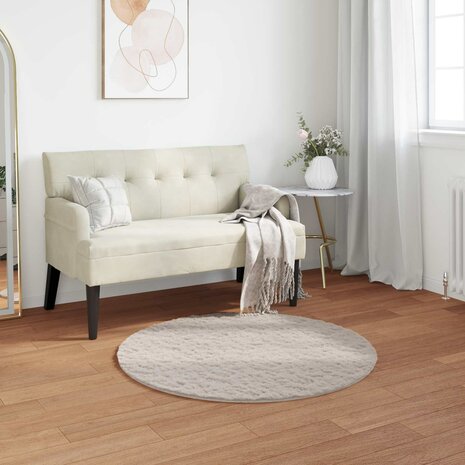 Nep Konijnenbont Tapijt Olite Beige &Oslash; 120 cm Polyester 1