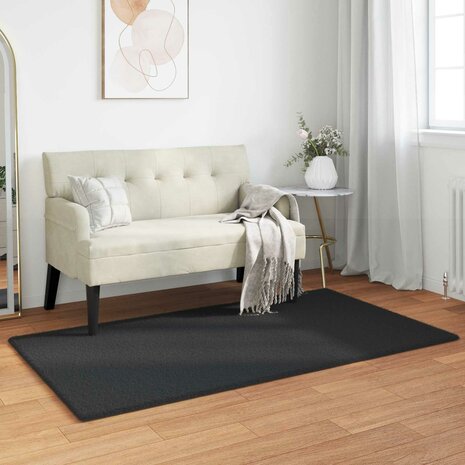 Nep Konijnenbont Tapijt Olite Zwart 80 x 150 cm Polyester 1