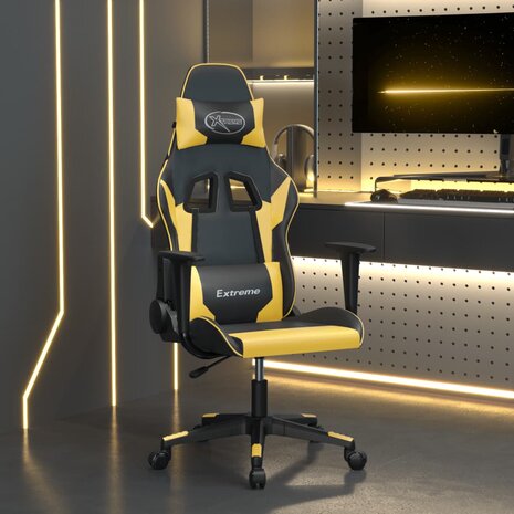 Massage gamestoel kunstleer zwart en goudkleurig 1