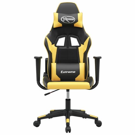 Massage gamestoel kunstleer zwart en goudkleurig 3