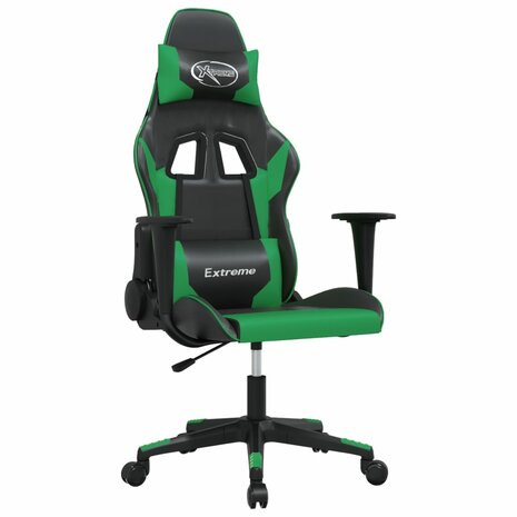 Massage gamestoel kunstleer zwart en groen 2