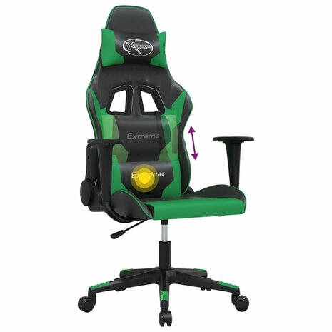 Massage gamestoel kunstleer zwart en groen 5