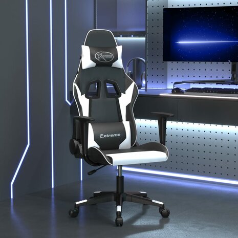 Massage gamestoel kunstleer zwart en wit 1