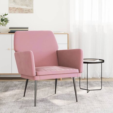 Fauteuil 62x79x79 cm fluweel roze 1