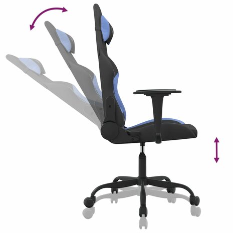 Massage gamestoel stof zwart en blauw 6