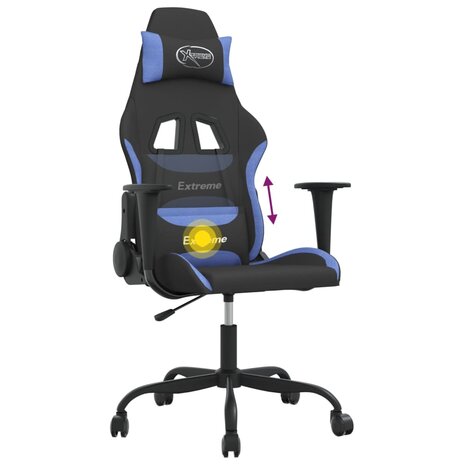 Massage gamestoel stof zwart en blauw 7