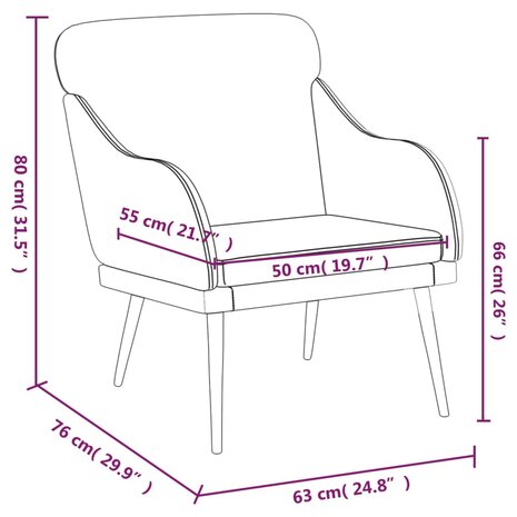 Fauteuil 63x76x80 cm kunstleer grijs 8