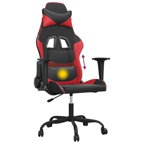 Massage gamestoel kunstleer zwart en rood 7